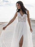 V-Neck Sleeveless Lace Wedding Dress BM bride