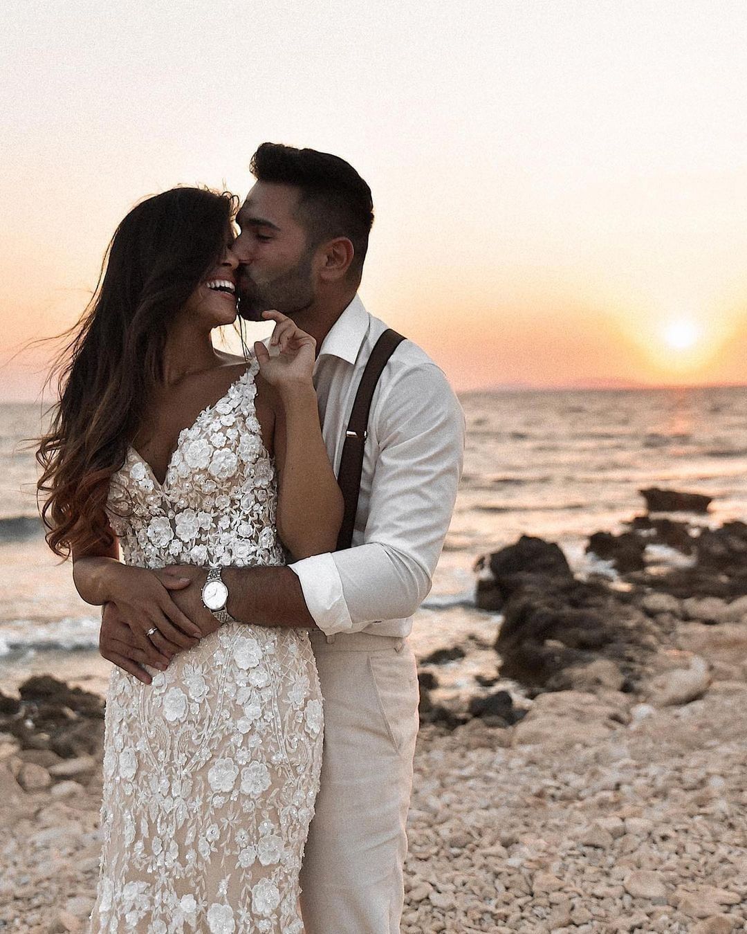 Elegant Long Mermaid V-Neck Floral Lace Wedding Dress with Backless Design BM bride