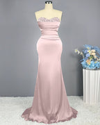 Red Sweetheart Sleeveless Sequined Mermaid Prom Dress BM bride