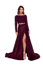 Two-Piece Lace Prom Dress with Slit BM bride
