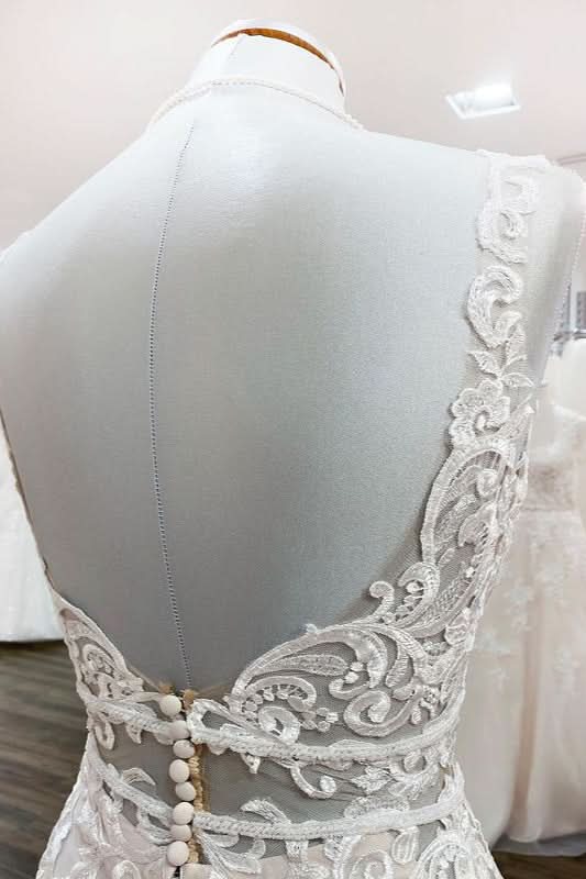 Sleeveless Long Mermaid Wedding Dress With Backless Lace Tulle BM bride
