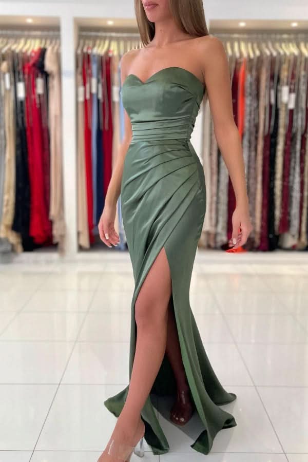 Sweetheart Sleeveless Mermaid Evening Dress with Split BM bride