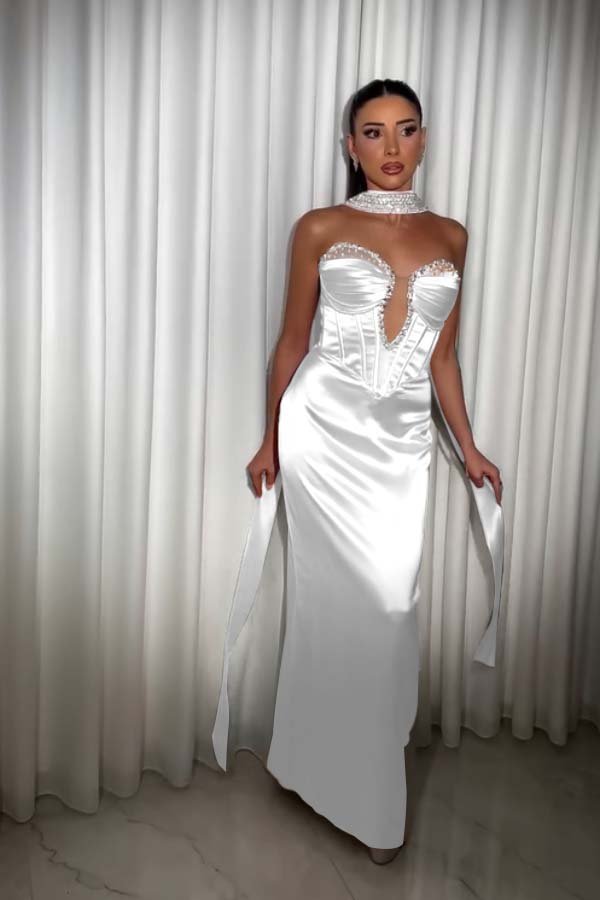 Strapless Sleeveless Long Mermaid Prom Dress With Pleated Beading BMBRIDE