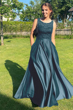 Elegant Black Sleeveless Jewel Mermaid Sequins Long Prom Dress Online BM bride