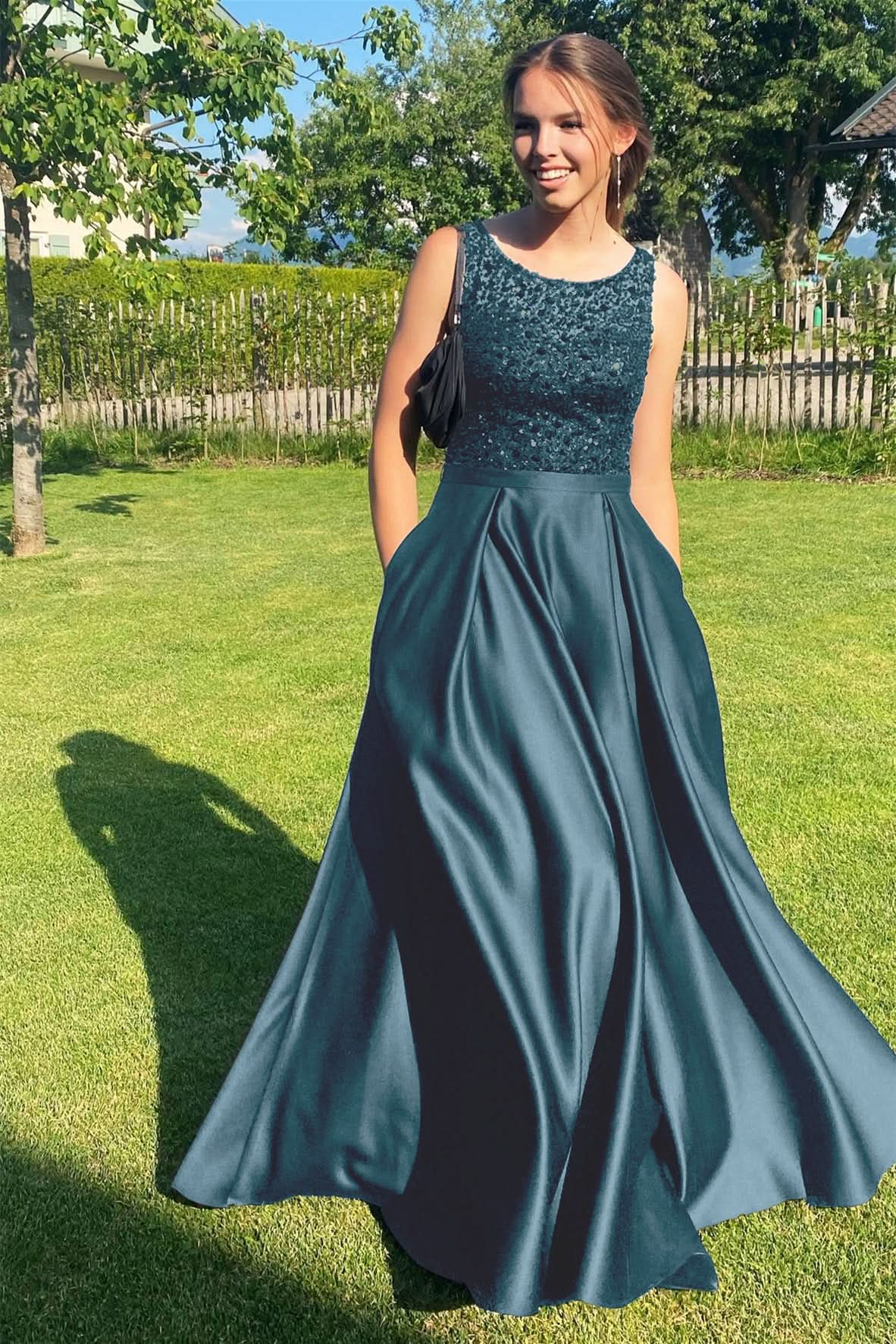 Elegant Black Sleeveless Jewel Mermaid Sequins Long Prom Dress Online BM bride