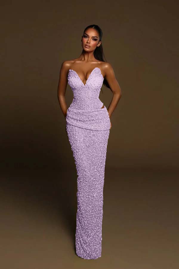 Strapless Sleeveless Long Mermaid Prom Dress With Pleated Beading BMBRIDE