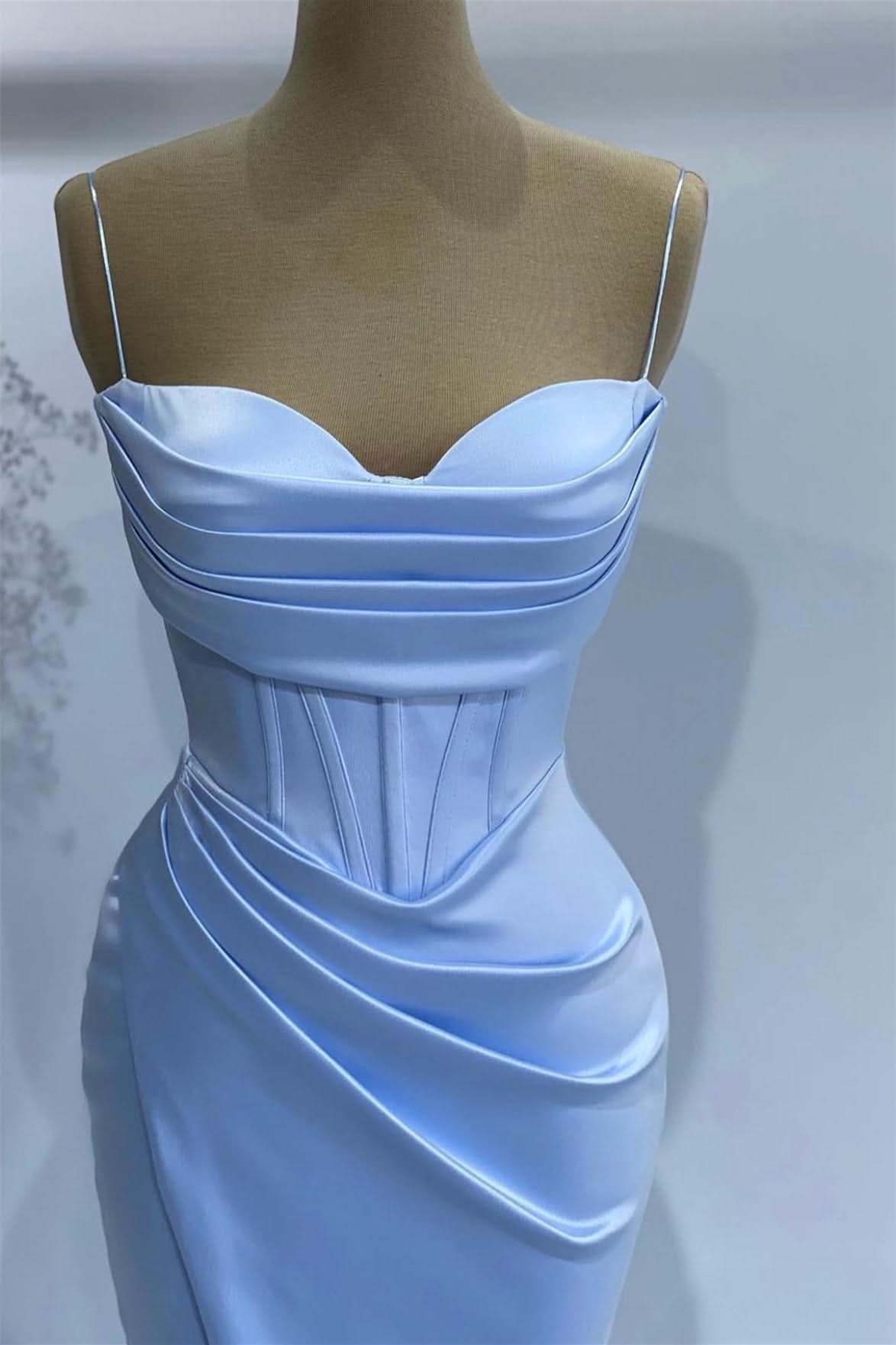 Baby Blue Mermaid Sweetheart Prom Dress with Spaghetti-Straps Online BM bride