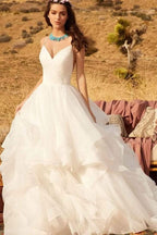 A-line Off-the-shoulder Wedding Dress With Tulle Lace Elegant BM bride