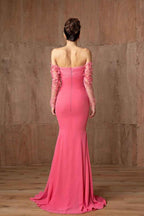 Off the Shoulder Long Sleeves Strapless Mermaid Long Prom Dress