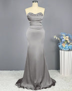 Red Sweetheart Sleeveless Sequined Mermaid Prom Dress BM bride