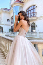 A Line Strapless Short Prom Dress With Sleeveless Sweetheart With Beadings
