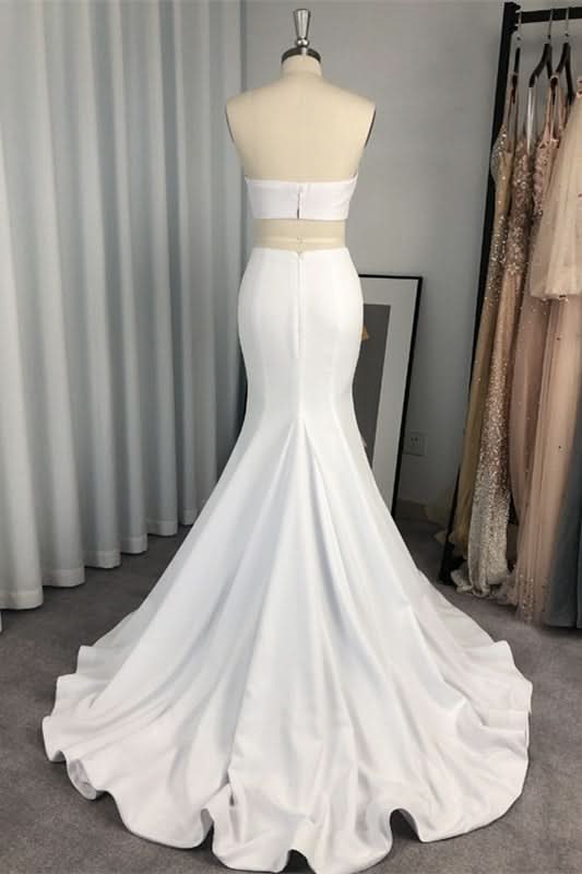 White Two-Piece Mermaid Prom Dress BM bride