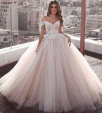 Off-the-Shoulder Sweetheart Ball Gown Wedding Dress with Appliques BM bride