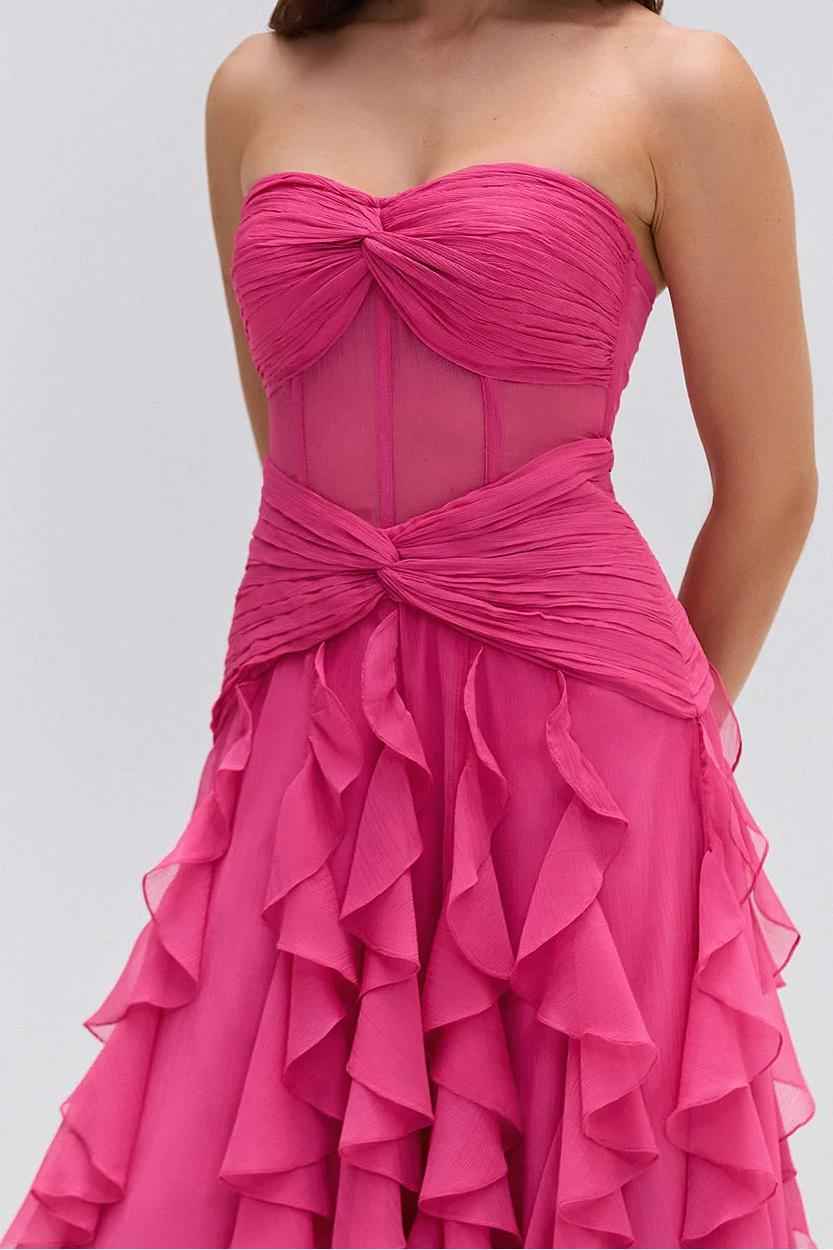 Strapless Sweetheart Sleeveless Long Prom Dress With Pleated