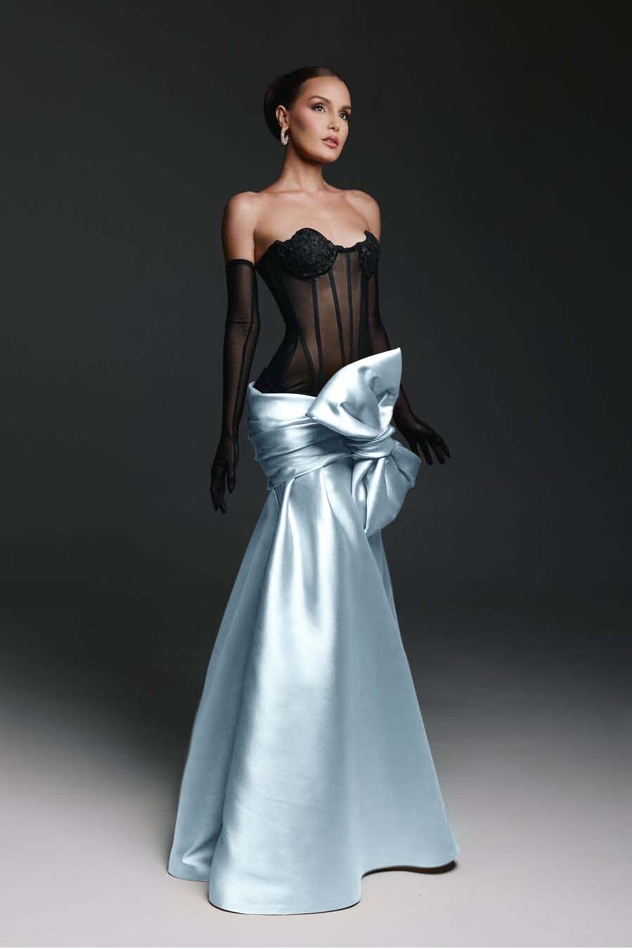 Strapless Sweetheart Sleeveless Long Mermaid Prom Dress With Gloves BMBRIDE