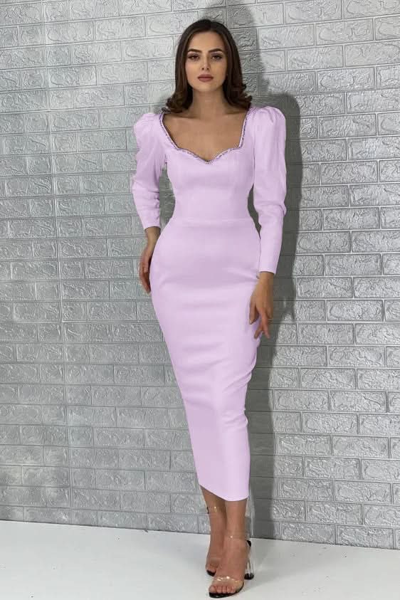 White Jewel Long Sleeve Sequined Prom Dress BM bride