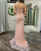 Delightful Mermaid Sweetheart Sequined Lace Long Prom Dress BM bride