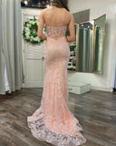 Delightful Mermaid Sweetheart Sequined Lace Long Prom Dress BM bride