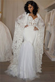 Modern Sweetheart Mermaid Wedding Dress with Lace Cape BM bride