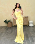 Halter Sleeveless Sweetheart Long Mermaid Prom Dress With Pleated BMBRIDE