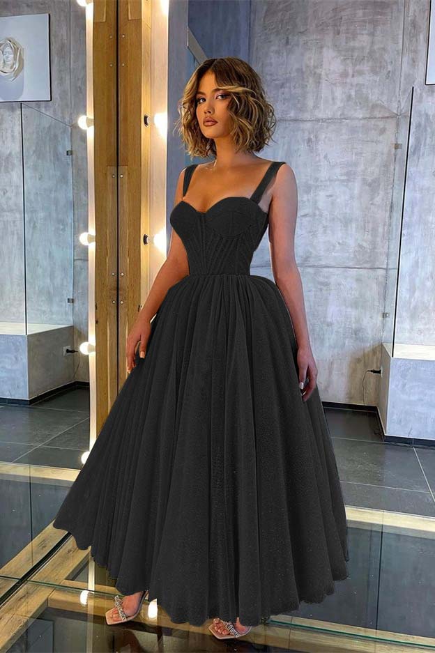 Chic Glittering Straps Sweetheart Sleeveless A Line Prom Dress With Sequins BMBRIDE