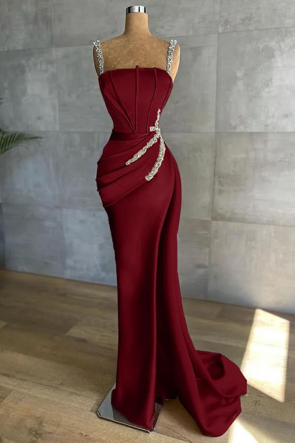 Straps Mermaid Appliques Bead Prom Dress BM bride