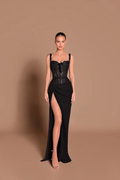 Spaghetti Strap Sleeveless Long Mermaid Prom Dress With Split BMBRIDE
