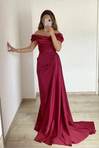 Strapless Off-The-Shoulder Mermaid Prom Dress with Ruffles BM bride