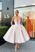 Strapless Short A-Line Prom Dress with Pockets BM bride