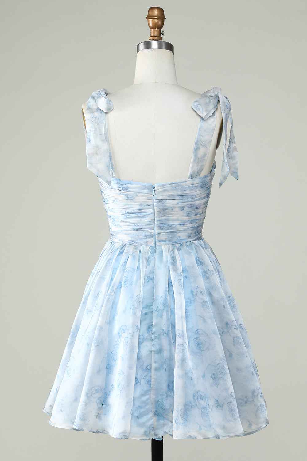 Pink Floral Print A-Line Short Homecoming Dress