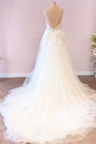 Sweetheart Spaghetti Strap Floor-Length Wedding Dress with A-Line Tulle BM bride