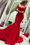 Red Sweetheart Mermaid Long Evening Dress BM bride