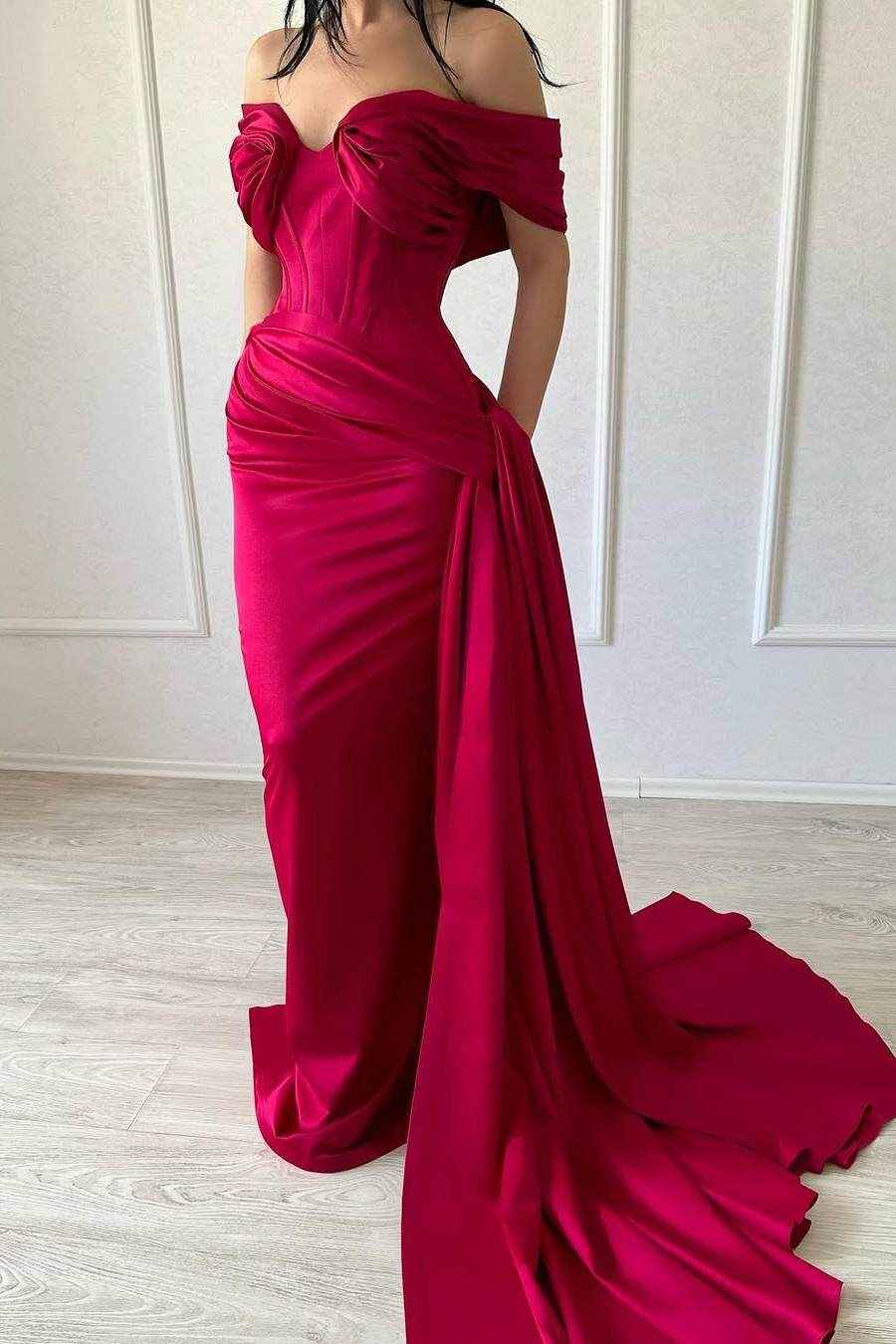 Strapless Off the Shoulder Long Mermaid Prom Dress With Pleated