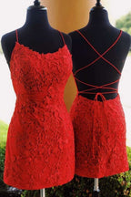 Coral Short Tight Homecoming Dress with Lace Beading Bmbride