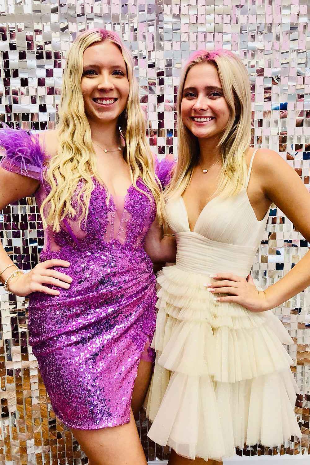 Sparkly Fuchsia Off the Shoulder Tight Short Homecoming Dress with Feathers Bmbride