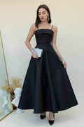 Spaghetti Strap Sleeveless A Line Long Prom Dress With Pleated