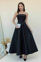 Spaghetti Strap Sleeveless A Line Long Prom Dress With Pleated