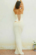 Chic Strapless Sleeveless Long Mermaid Prom Dress With Pleated