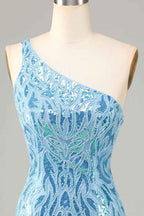 Sparkly Blue Beaded Fringed Tight Short Homecoming Dress Bmbride