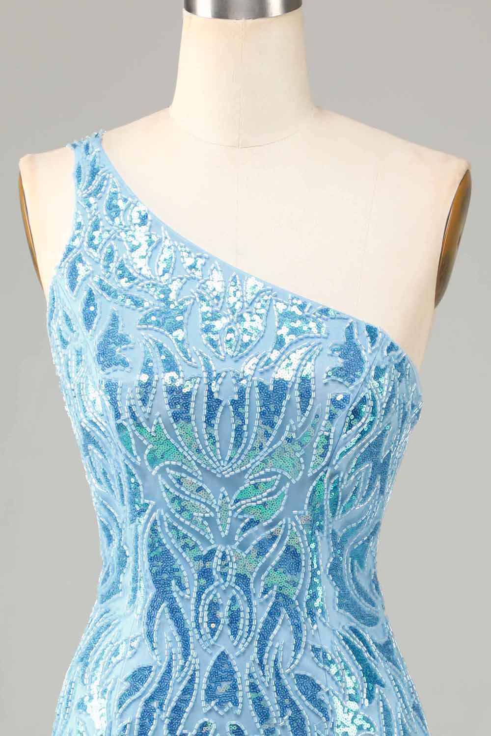 Sparkly Blue Beaded Fringed Tight Short Homecoming Dress Bmbride