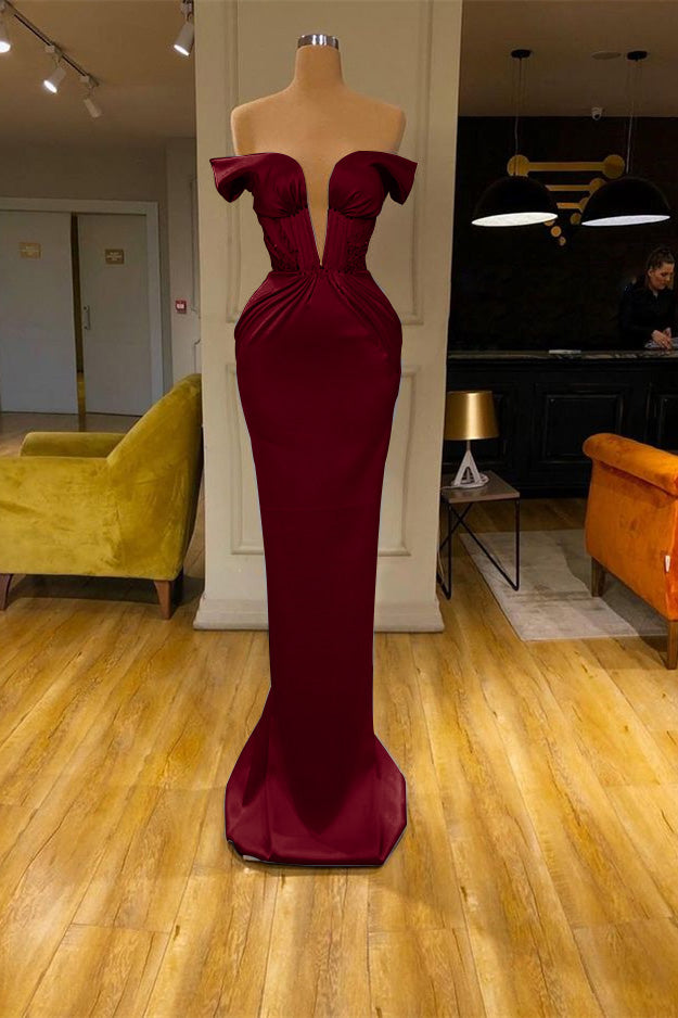Sky Blue Mermaid V Neck Off the Shoulder Prom Dress With Beadings Online