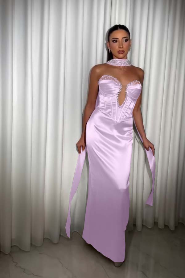 Strapless Sleeveless Long Mermaid Prom Dress With Pleated Beading BMBRIDE