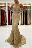 Gold Appliques Mermaid Long Evening Dress BM bride