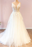 Sweetheart Spaghetti Strap Floor-Length Wedding Dress with A-Line Tulle BM bride