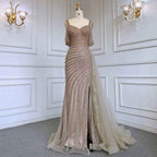 Gorgeous Off the Shoulder Champagne Bead Embroidery Princess Prom Dress