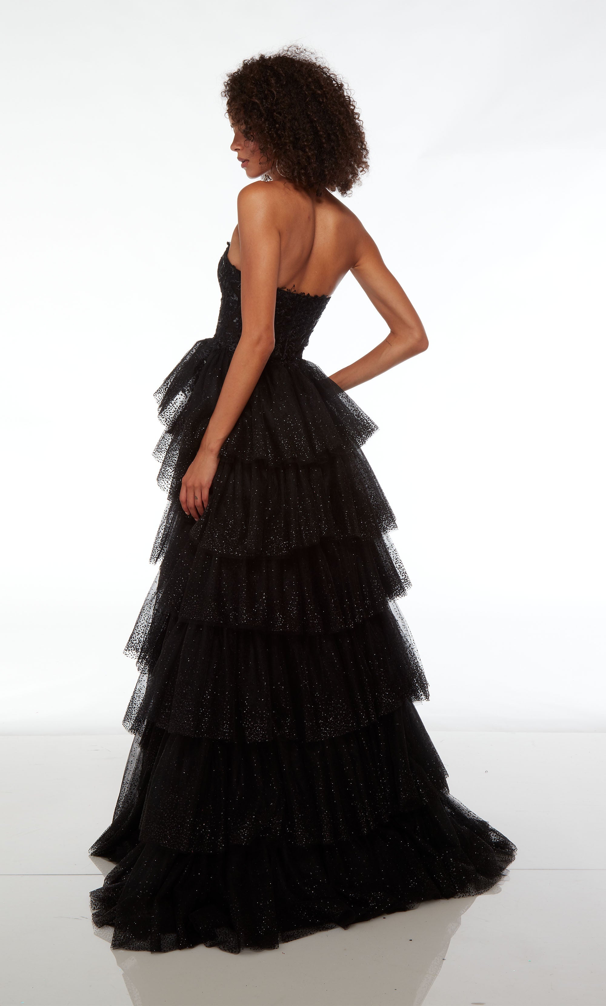 Formal Prom Dress Long Tulle With Slit Gloves Gown V Neck Sleeveless