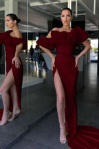 Daffodil Off-The-Shoulder Mermaid Evening Dress with Sequins and Split BM bride