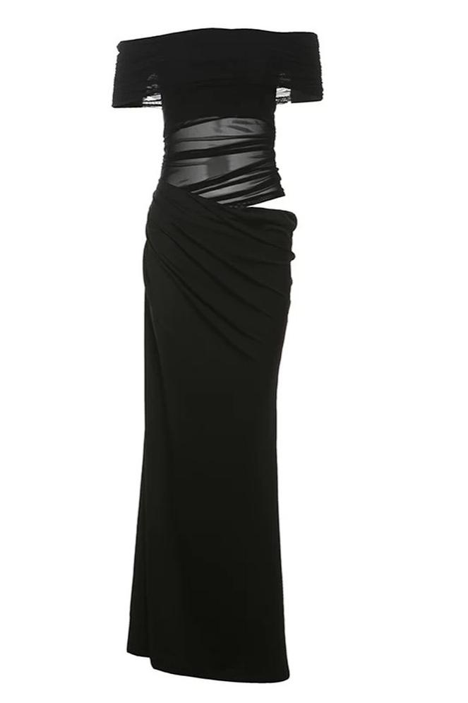 Off the Shoulder Strapless Sleeveless Long Prom Dress With Pleated