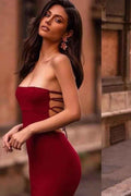 Strapless Sleeveless Backless Long Pleated Mermaid Prom Dress