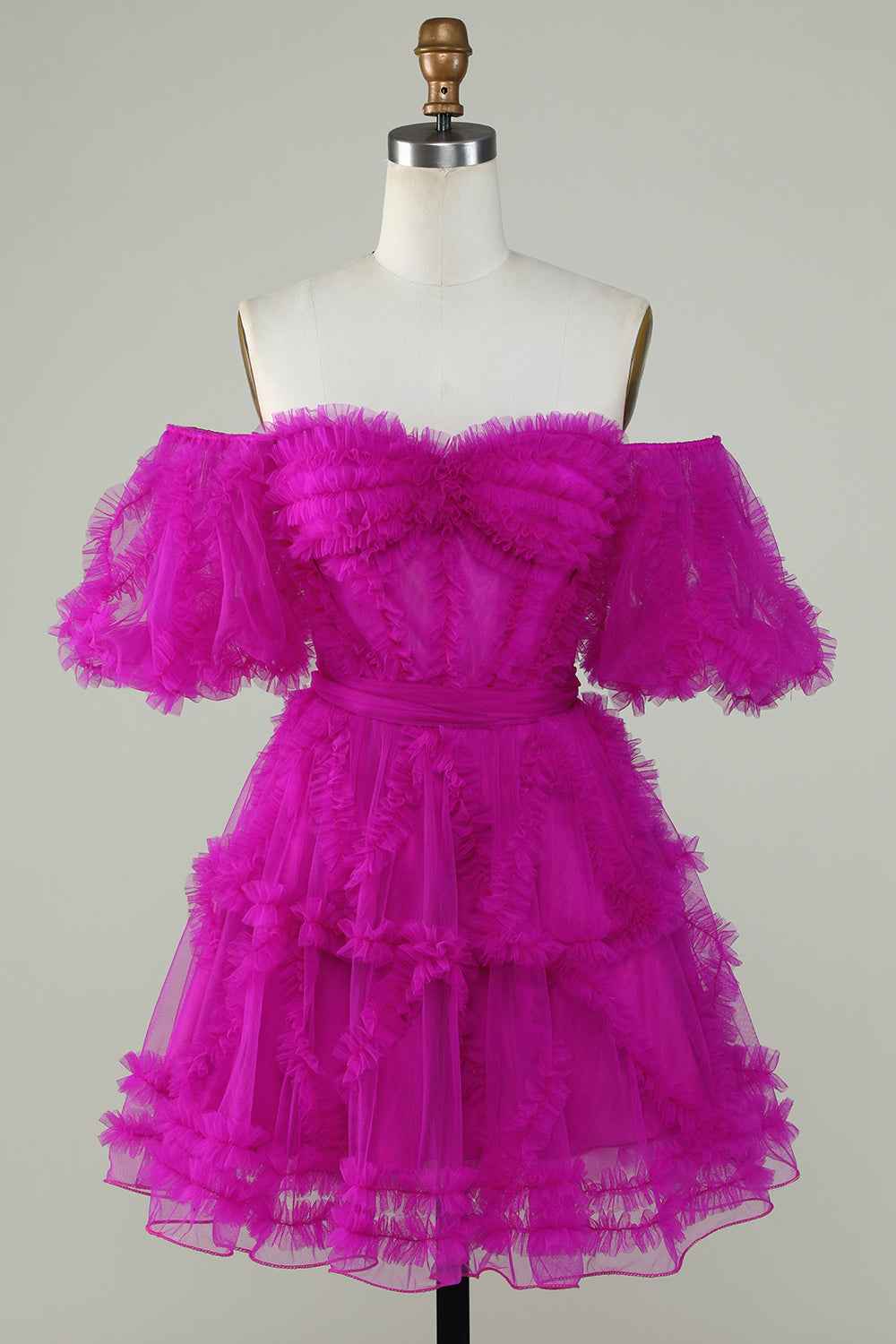 Fuchsia Corset A-Line Short Homecoming Dress Bmbride